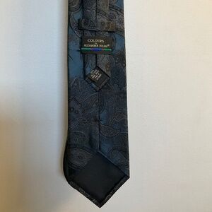 100% silk handmade black and blue paisley tie by Alexander Julian